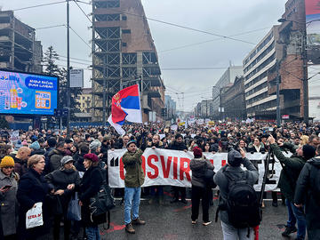 Belgrado, Serbia, Durante uno sciopero generale 2025 (foto M. Moratti)